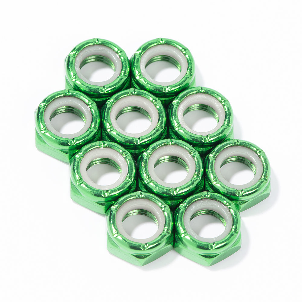 GREEN Custom Axle Nuts Hardware (10) Roller Skate / Quad Skate / Derby Skate - Defiant Upgrades