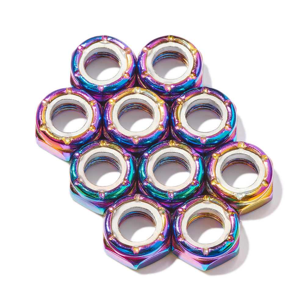 OIL SLICK Custom Axle Nuts Hardware (10) Roller Skate / Quad Skate / Derby Skate - Defiant Upgrades