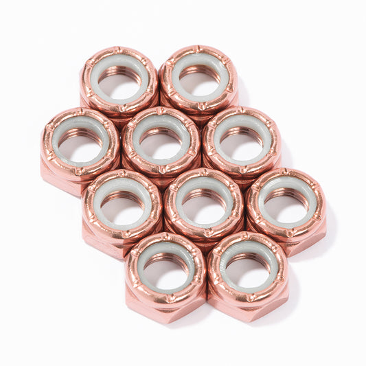 ROSE GOLD Custom Axle Nuts Hardware (10) Roller Skate / Quad Skate / Derby Skate - Defiant Upgrades