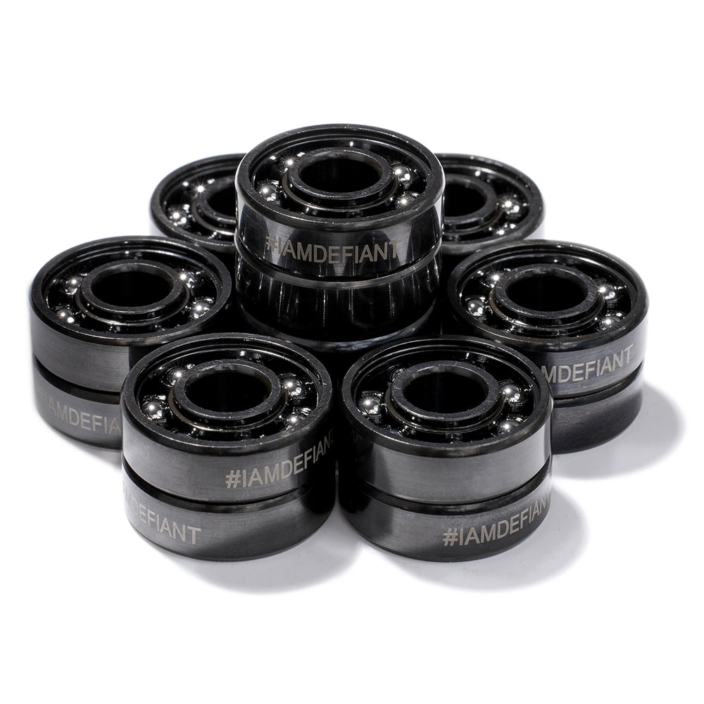 BLACK Premium Skate Bearings (16) Roller Skate / Quad Skate / Derby Skate - Defiant Upgrades