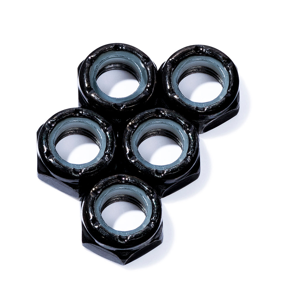 BLACK Custom Axle Nuts Hardware (5) Skateboard / Long Board / Penny Board / Cruiser - Defiant Upgrades