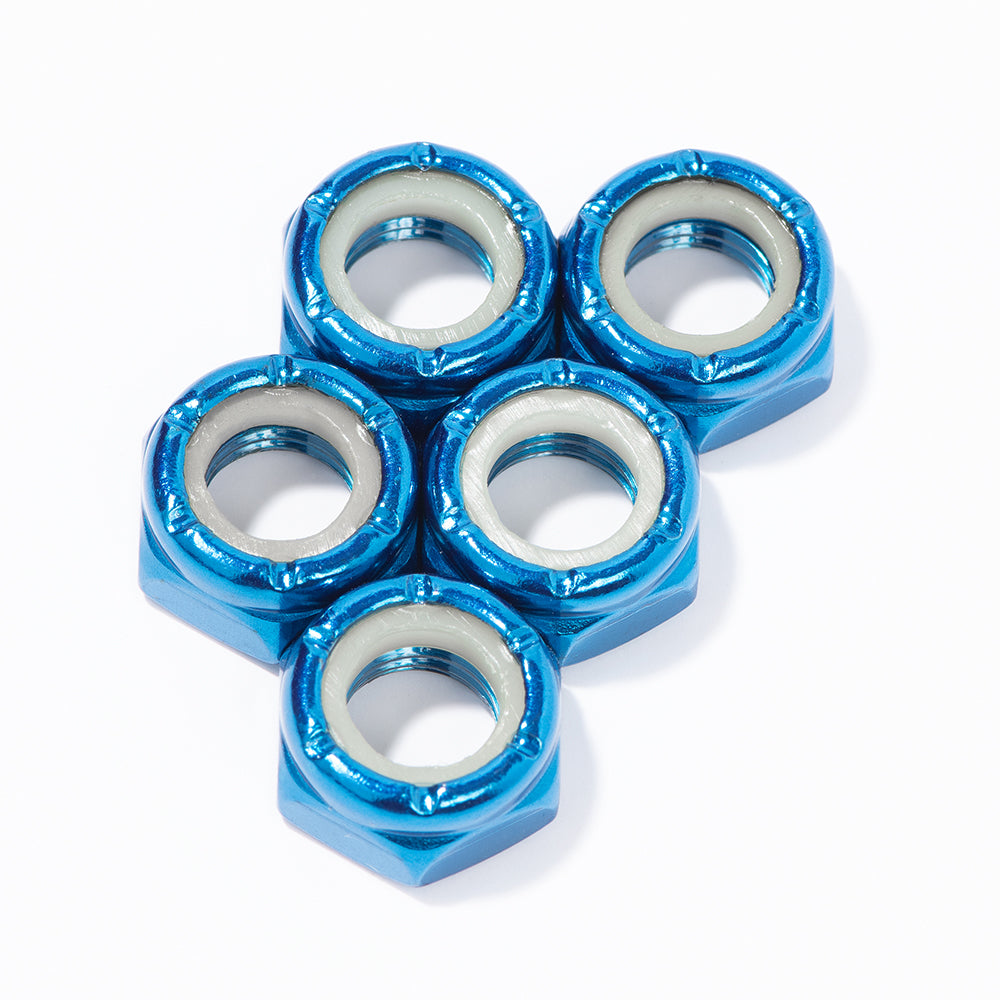 BLUE Custom Axle Nuts Hardware (5) Skateboard / Long Board / Penny Board / Cruiser - Defiant Upgrades