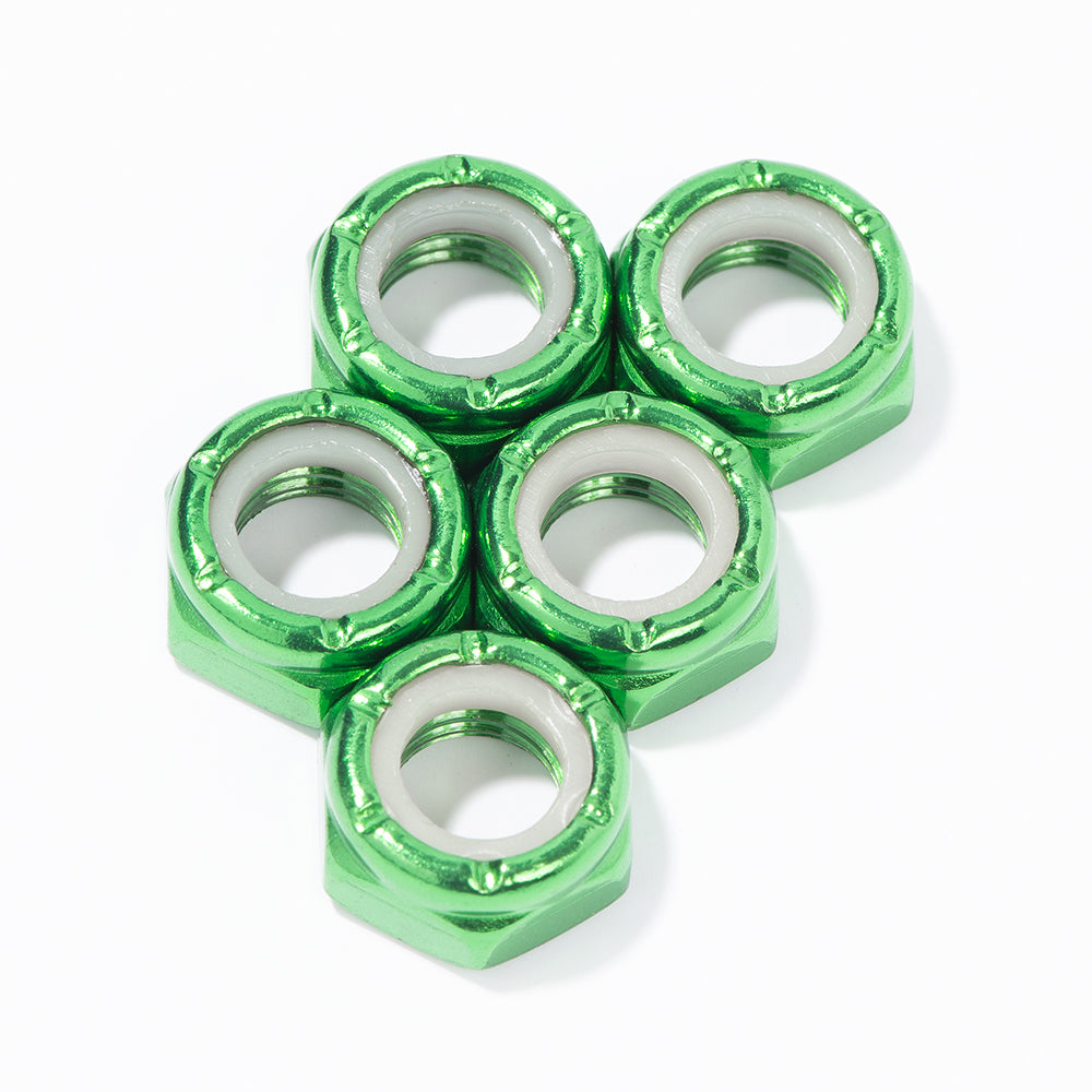 GREEN Custom Axle Nuts Hardware (5) Skateboard / Long Board / Penny Board / Cruiser - Defiant Upgrades