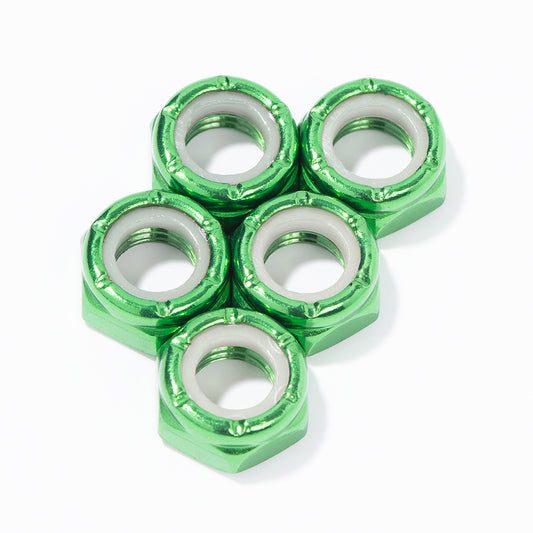 GREEN Custom Axle Nuts Hardware (5) Skateboard / Long Board / Penny Board / Cruiser - Defiant Upgrades