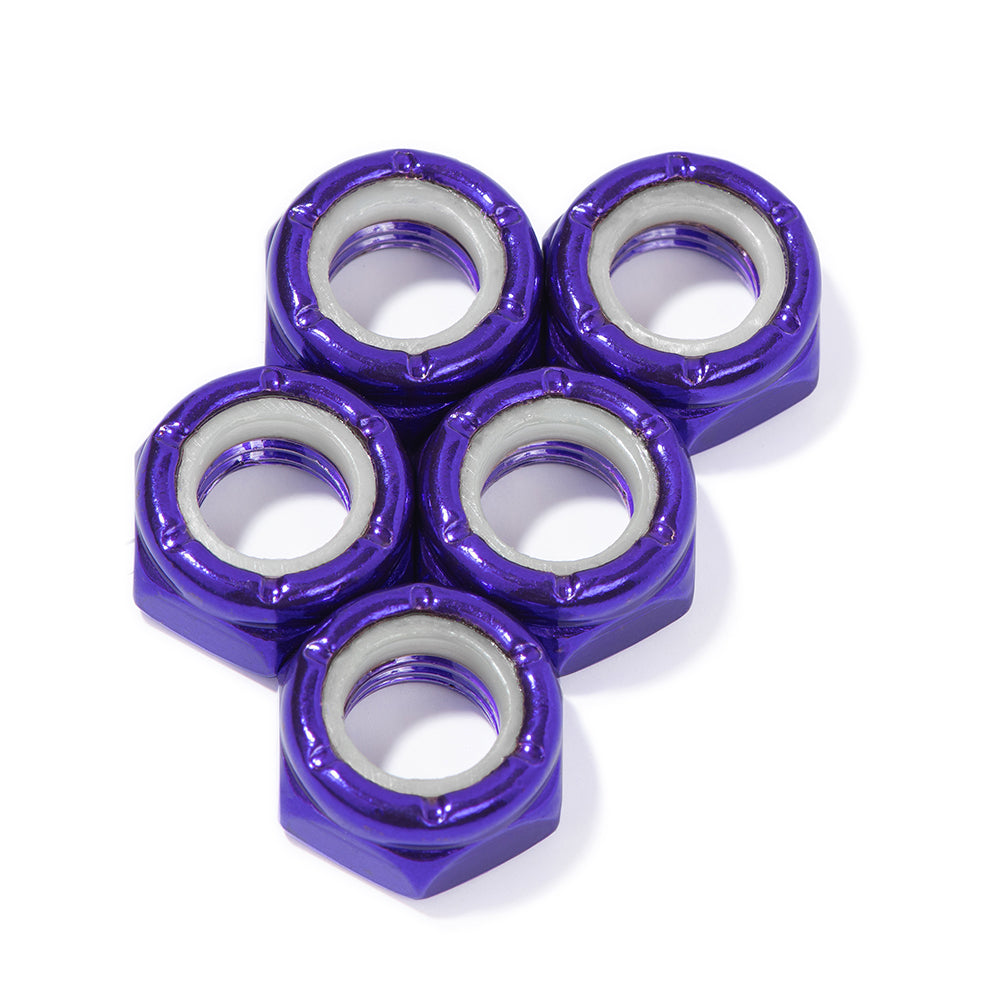 PURPLE Custom Axle Nuts Hardware (5) Skateboard / Long Board / Penny Board / Cruiser - Defiant Upgrades