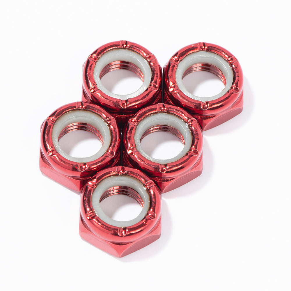 RED Custom Axle Nuts Hardware (5) Skateboard / Long Board / Penny Board / Cruiser - Defiant Upgrades