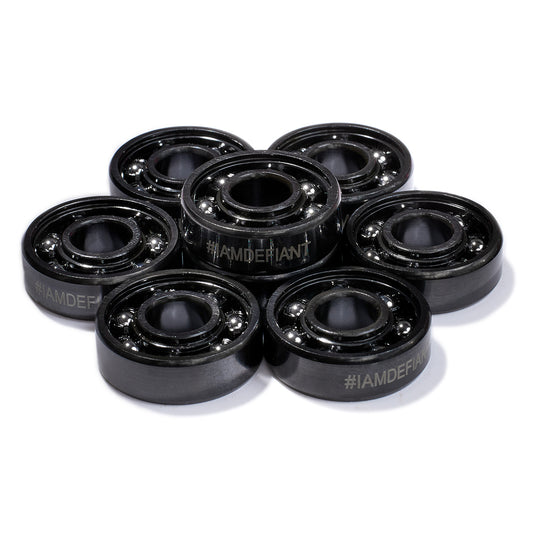 BLACK Premium Skate Bearings (8) Skateboard / Long Board / Penny Board / Cruiser - Defiant Upgrades